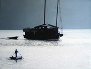 Sampan on Hao Long Bay